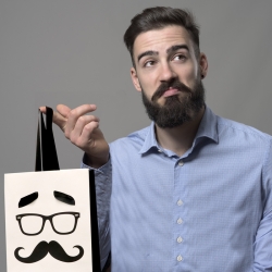 Paper Laminated Mustache Ribbon Handle